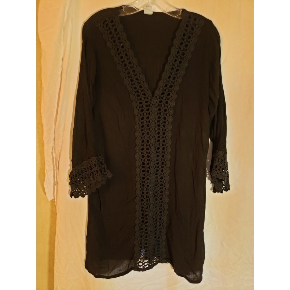 Women's Salty Lemon Black Long Sleeve Lace Dress Size XL